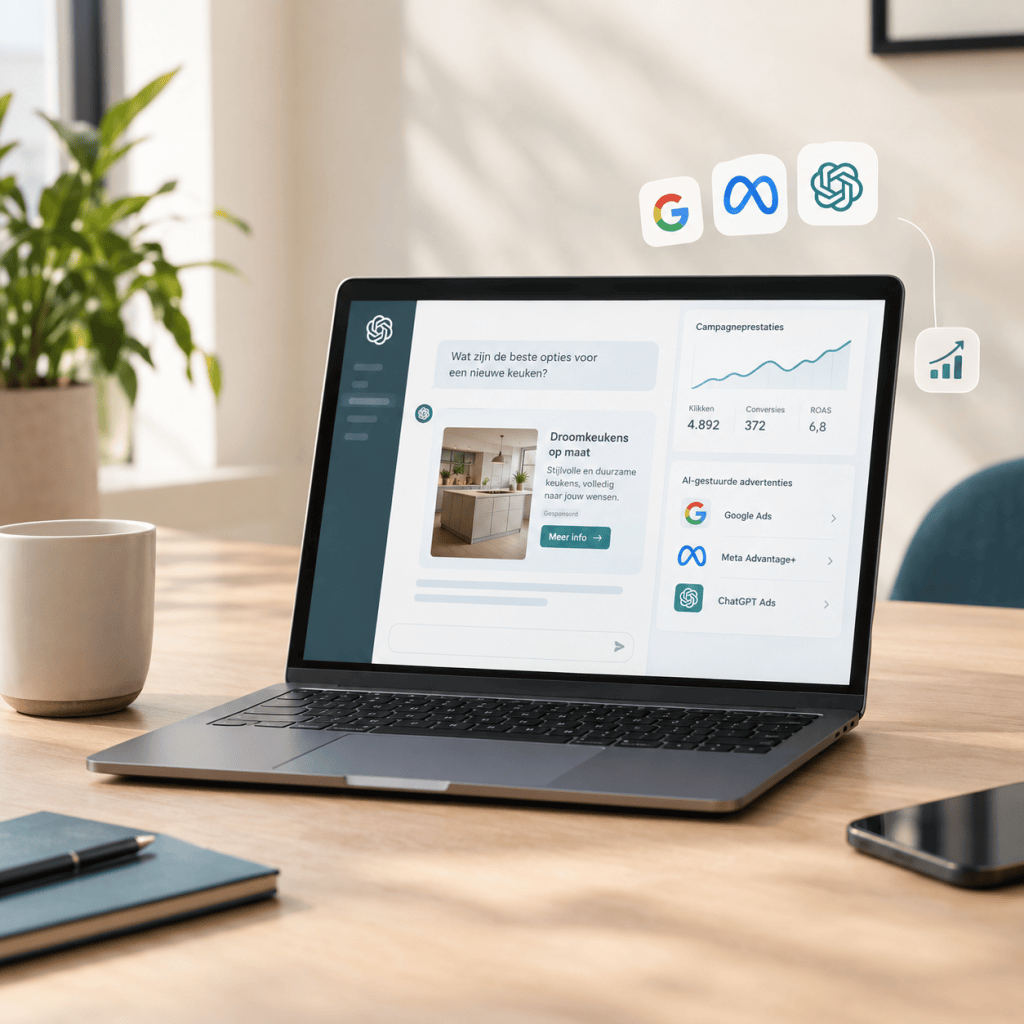 laptop waarop een dashboard met AI-kanalen open staat